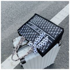 Exquisite Workmanship Canvas Shoulder Large Capacity Silk Scarf Women's Casual Tote Bag