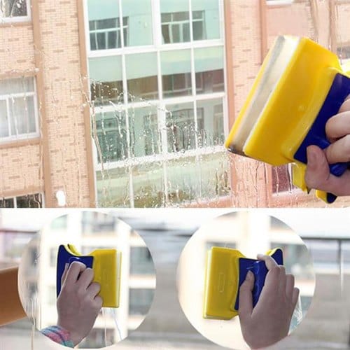 Double faced magnetic window cleaner.