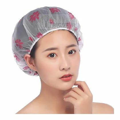2 Pcs Bathroom Bath Shower Caps Reusable Elastic Band Nylon shower caps random color