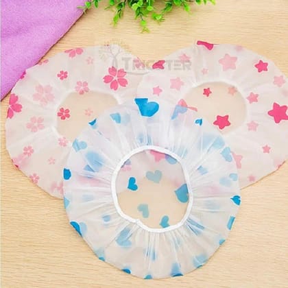 2 Pcs Bathroom Bath Shower Caps Reusable Elastic Band Nylon shower caps random color