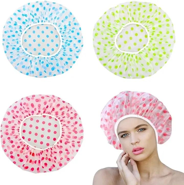 2 Pcs Bathroom Bath Shower Caps Reusable Elastic Band Nylon shower caps random color