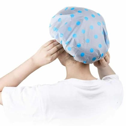 3 Pcs Bathroom Bath Shower Caps Reusable Elastic Band Nylon shower caps random color