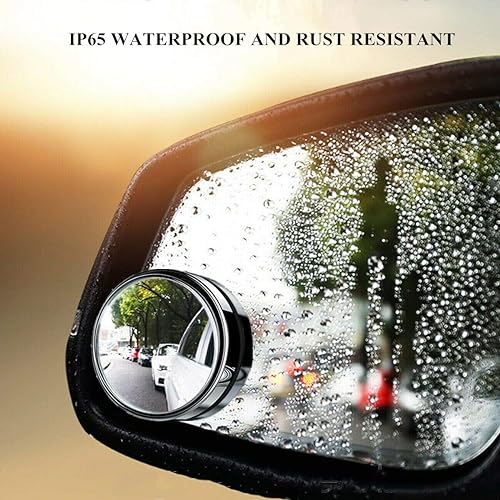 2 pcs Blind Spot Mirrors, 2" Round HD Glass Convex 360° Wide Angle Side Rear View Mirror with ABS Housing for Cars SUV and Trucks, Black, Pack of 2