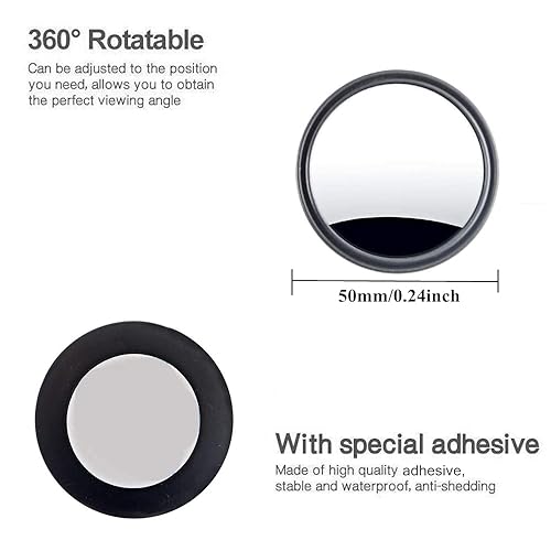 2 pcs Blind Spot Mirrors, 2" Round HD Glass Convex 360° Wide Angle Side Rear View Mirror with ABS Housing for Cars SUV and Trucks, Black, Pack of 2