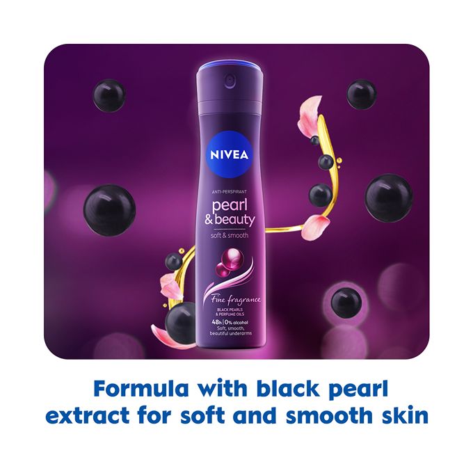 NIVEA Pearl & Beauty Black Pearl Fine Fragrance Anti-Perspirant Spray, 48h - 150ml