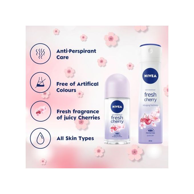 NIVEA Fresh Cherry Anti-Perspirant Rollon For Women - 50ml