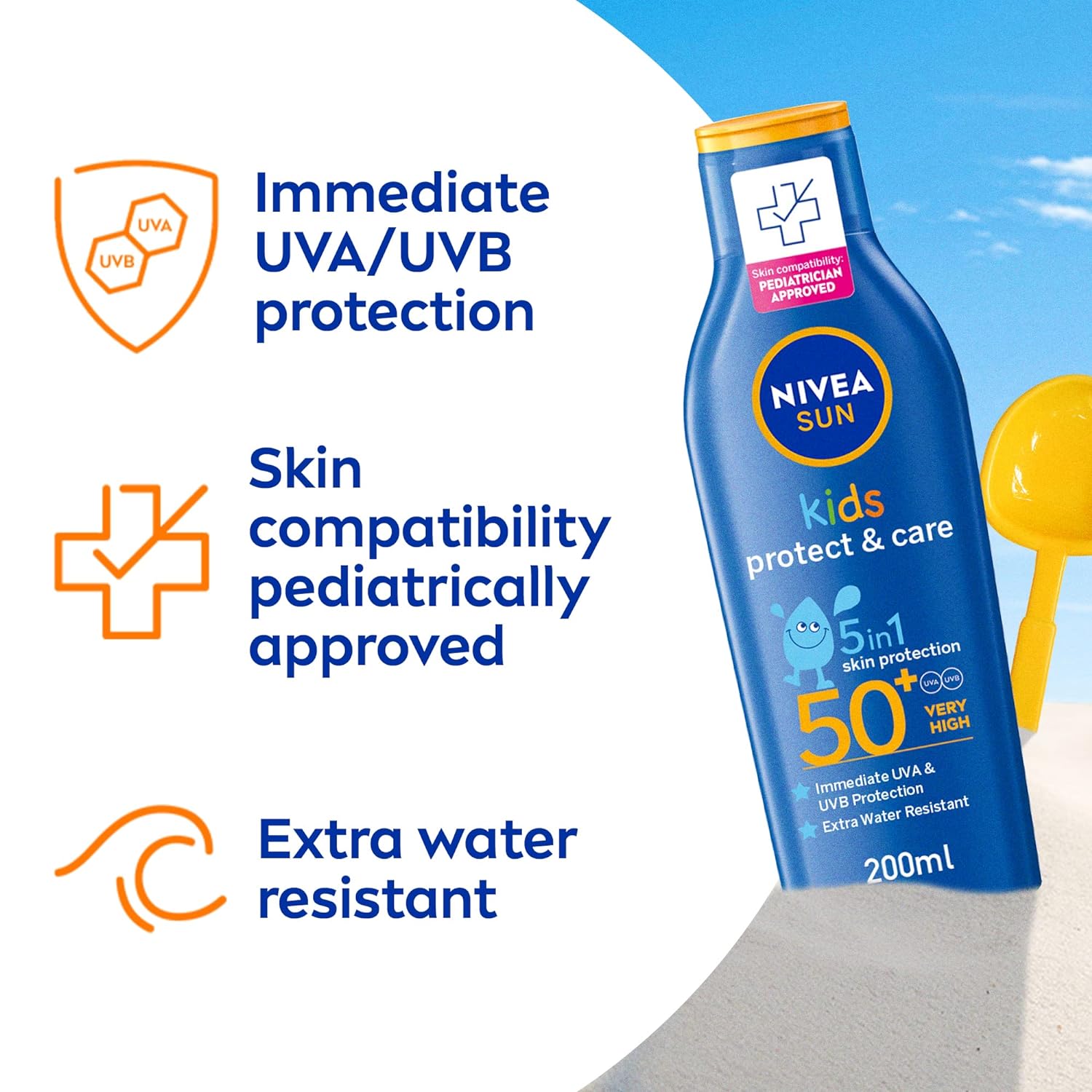 【Discounted】Nivea Sun Kids Spf50+ Moisturising Sun Lotion For All Skin Types - 200 Ml
