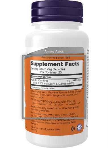Now Acetyl L-Carnitine 500mg 50s