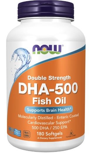 Now DHA-500 Fish Oil, Double Strength Softgels 180s