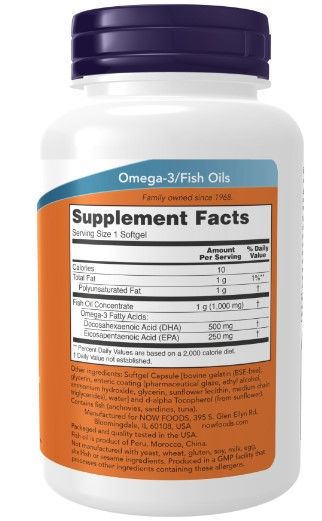 Now DHA-500 Fish Oil, Double Strength Softgels 180s