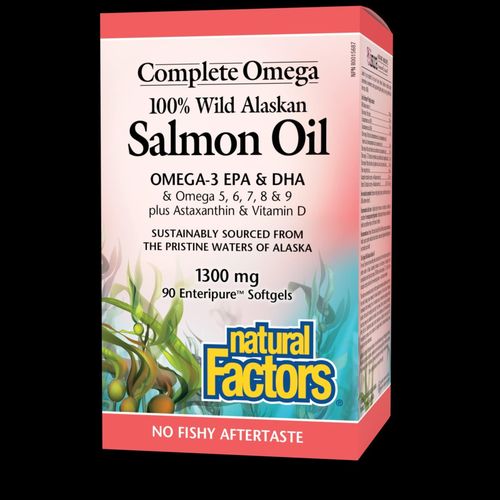 Natural Factors Complete Omega 100% Wild Alaskan Salmon Oil 1300mg 90s