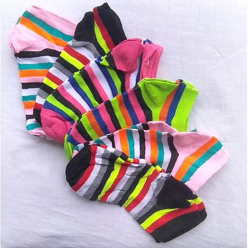 Ankle Happy Socks 6 Pairs Set 100% Cotton Assorted Plain & Patterned Mix