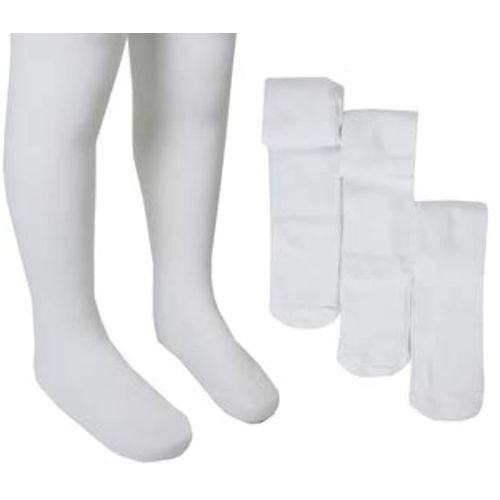 3 Pair Packs Tights Girls Back To Schools Warm Cotton Rich Plain White