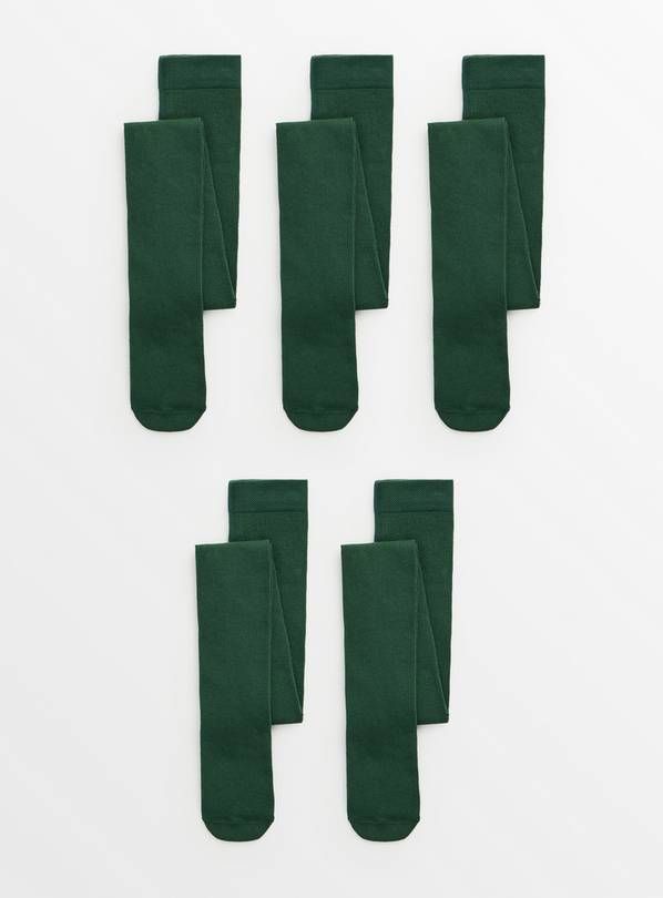 3 Pair Packs Tights Girls Back To Schools Warm Cotton Rich - Green