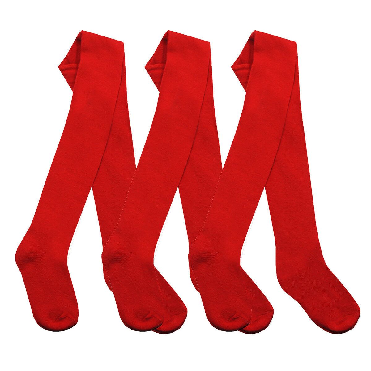 3 Pair Packs Tights Girls Back To Schools Warm Cotton Rich - Red