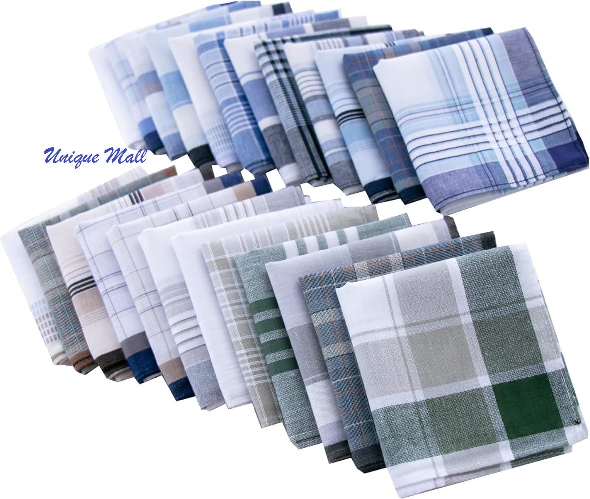 12 Pack Cotton Handkerchiefs, 100% Cotton Handkerchief Unisex Handkerchief Towel Square Knit Sweat- Absorbent, Assorted Colours