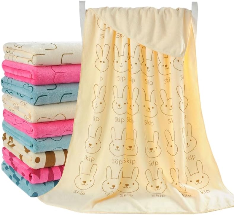 Baby Bath Towel 3Pcs Set  with Microfibre Print, Soft, Absorbent Towel Set for Daily Use, 70 x 140 cm + 36 x 74 cm + 25 x 25 cm
