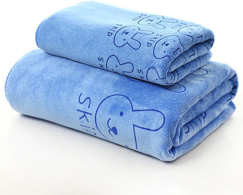 Baby Bath Towel 3Pcs Set  with Microfibre Print, Soft, Absorbent Towel Set for Daily Use, 70 x 140 cm + 36 x 74 cm + 25 x 25 cm