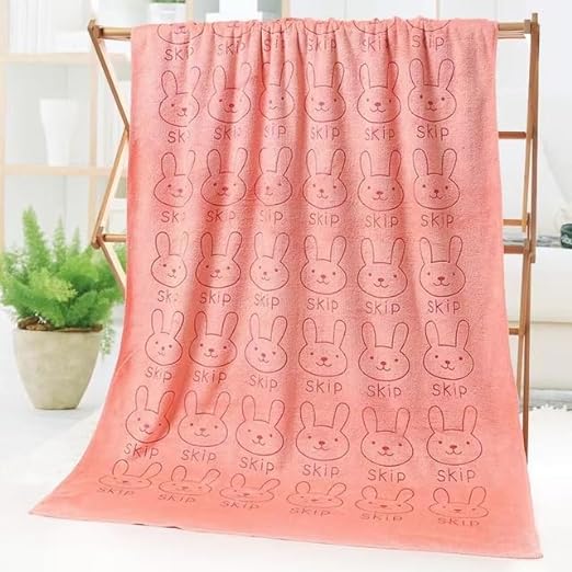Baby Bath Towel 3Pcs Set  with Microfibre Print, Soft, Absorbent Towel Set for Daily Use, 70 x 140 cm + 36 x 74 cm + 25 x 25 cm