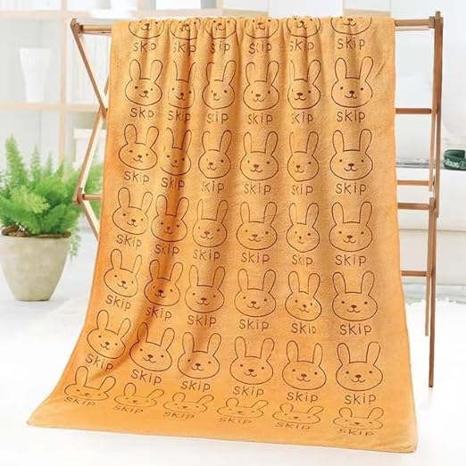 Baby Bath Towel 3Pcs Set  with Microfibre Print, Soft, Absorbent Towel Set for Daily Use, 70 x 140 cm + 36 x 74 cm + 25 x 25 cm