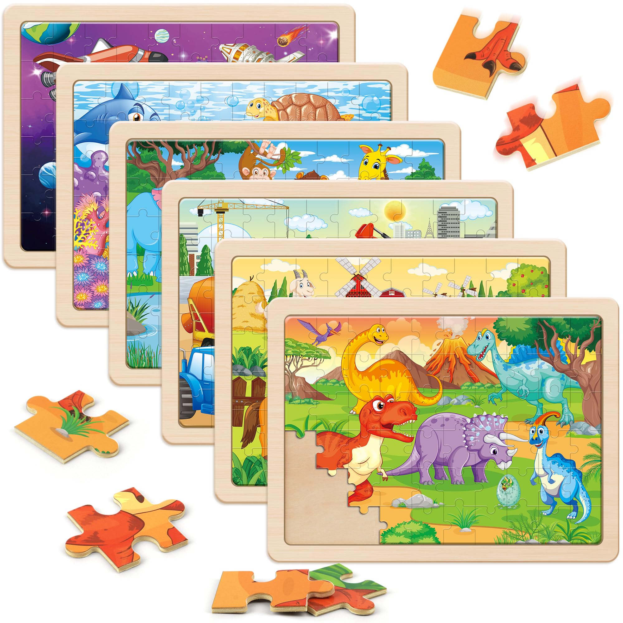 1 Wooden Puzzle for Kids 60 PCs Jigsaw Puzzle School Educational Toys Gifts for Children - 1Pc
