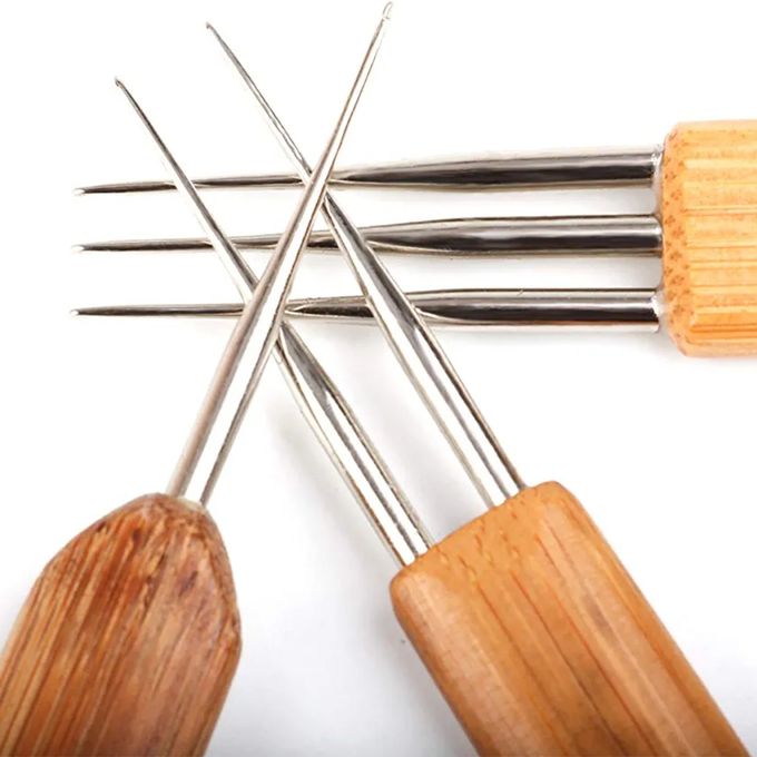 Wooden Hook Crochet for Dreadlocks Hair Needle 1/2/3 Head Tips