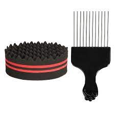 Hair Sponge Brush, Curl Sponge Hair Brushes, Barber Twist-Sponge With Metal Hair Pick For Wave Curl Brush Hair Care Tool