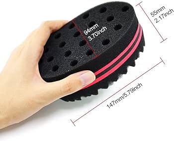Curly Hair Styling Sponge Brush Double Sided Sponge Brushes Multi-holes Side Braid Twist Hair Curl Wave hair brush for Afro - Medium