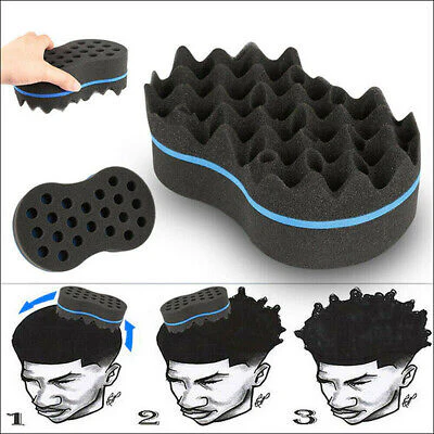 Curly Hair Styling Sponge Brush Double Sided Sponge Brushes Multi-holes Side Braid Twist Hair Curl Wave hair brush for Afro - Large