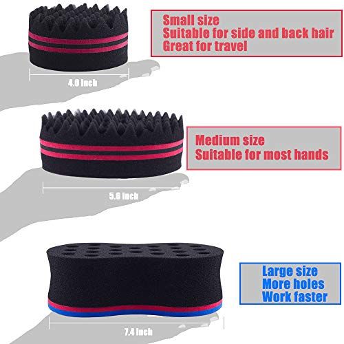 Curly Hair Styling Sponge Brush Double Sided Sponge Brushes Multi-holes Side Braid Twist Hair Curl Wave hair brush for Afro - Large