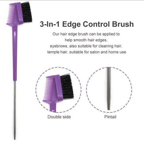 3-in-1 Edge Brush And Comb With Pintail - Assorted Colour