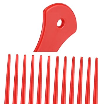 3 Pcs Wide Hair Pick Comb Plastic 6.5 Inch, Lift Hair Pick Comb for Curly Hairs, Smooth Afro Comb for Afro Hair, Hairdressing Tool for Salon, Home (Red, Yellow, Purple, Green, Blue, Black