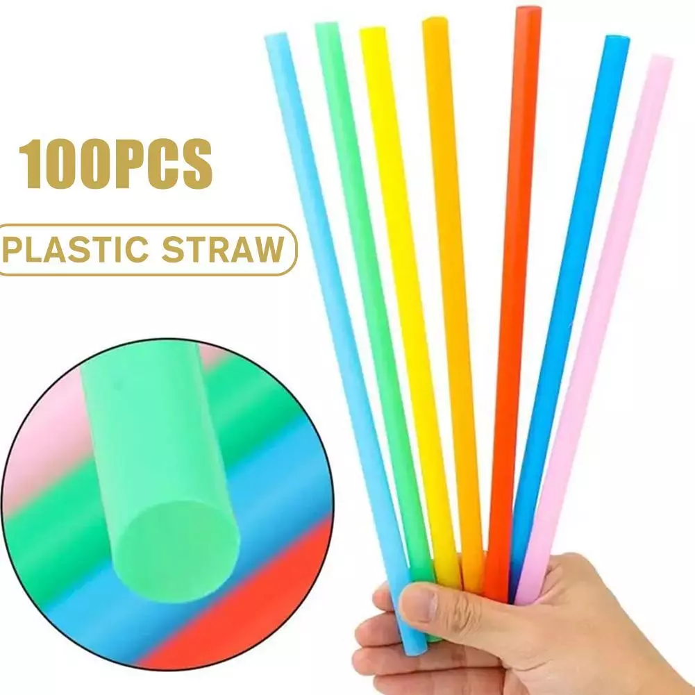 100* Extra Wide Large Drinking Straws Bubble Tea Smoothie Milkshake Colorful Disposable