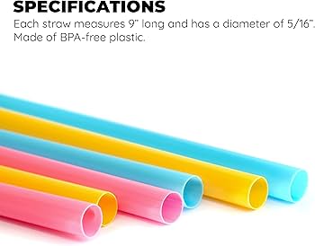 100* Extra Wide Large Drinking Straws Bubble Tea Smoothie Milkshake Colorful Disposable