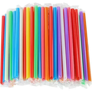 100* Extra Wide Large Drinking Straws Bubble Tea Smoothie Milkshake Colorful Disposable