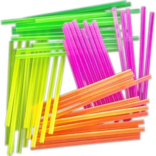 100 Pcs Neon Drinking Straws Smoothie Milkshake Tea Jumbo Large Plastic Assorted Colours
