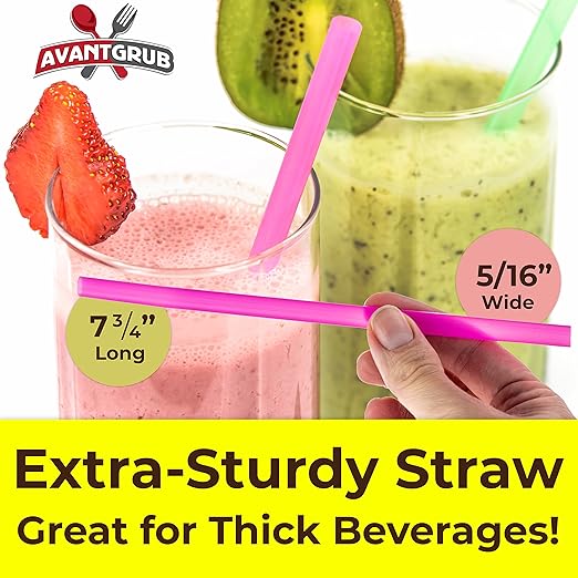 100 Pcs Neon Drinking Straws Smoothie Milkshake Tea Jumbo Large Plastic Assorted Colours