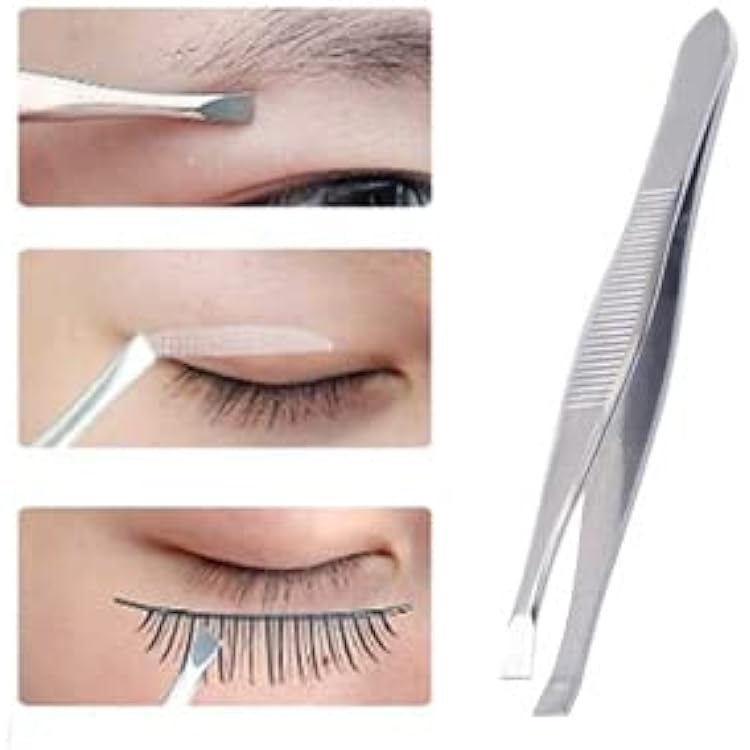 3 Pack Stainless Steel Flat Tweezers for Hair and Eyebrows - Hair Plucker and Personal Care Tool