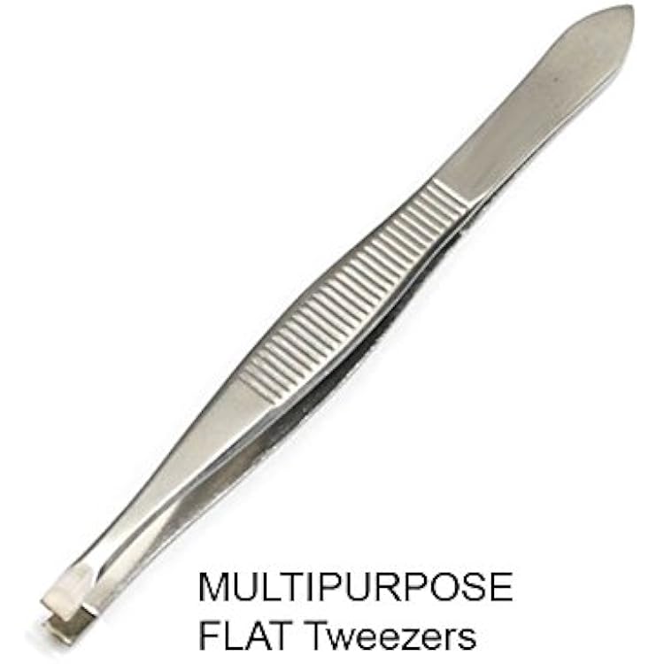 3 Pack Stainless Steel Flat Tweezers for Hair and Eyebrows - Hair Plucker and Personal Care Tool