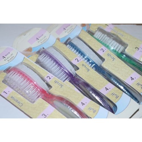 Foot File Callus Remover - Multi Purpose 4 in 1 Feet Pedicure Tools with Foot Scrubber, Pumice Stone, Foot Rasp and Sand Paper for Home Foot Care with Nail Brush & Buffer