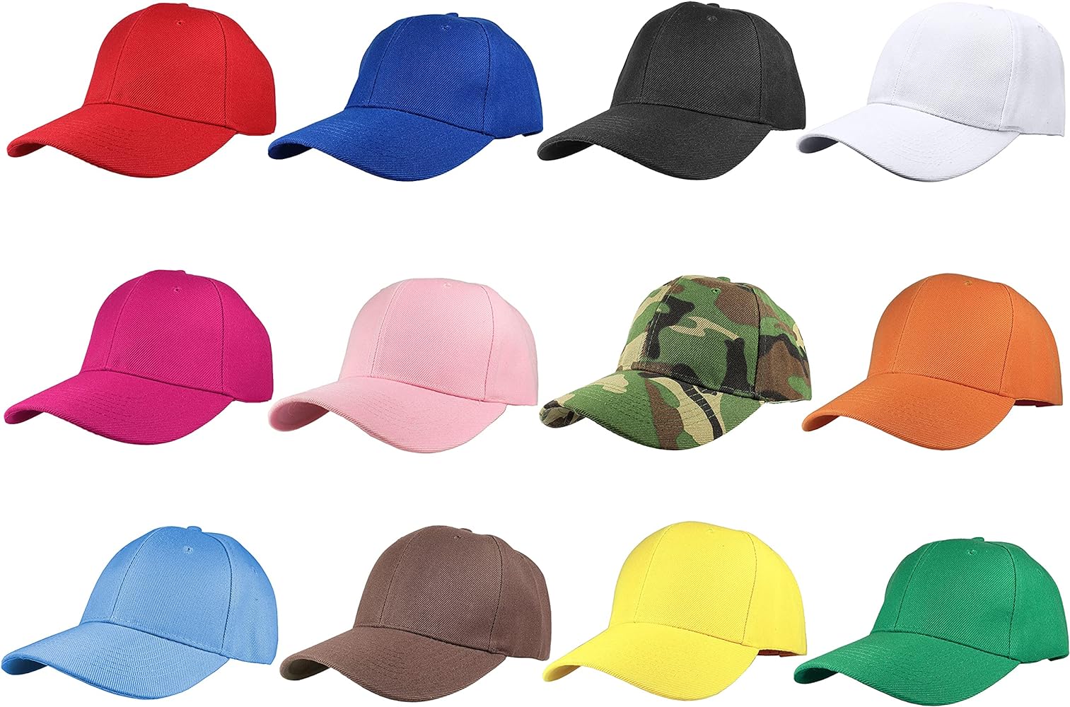 Baseball Caps, 100% Cotton Fit Solid Plain Colour Baseball Hat, Classic Unisex Adult Ball Hat for Men Women