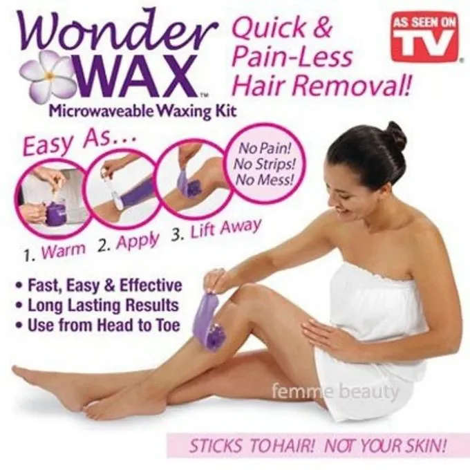 Deluxe Wonder Wax Instant Painless Hair Removal Microwaveable Waxing Kit(Sticks to Hair, not to Skin)Quick and Painless Removes Hair for upto 8 Weeks