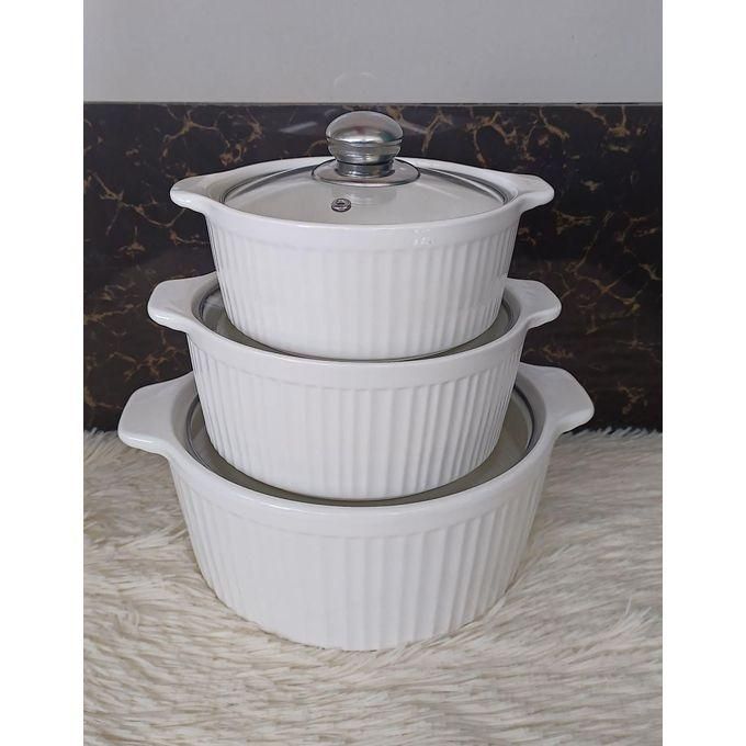 3 PCS Classy Ceramic Serving Bowls/casseroles 1L,2L,3L