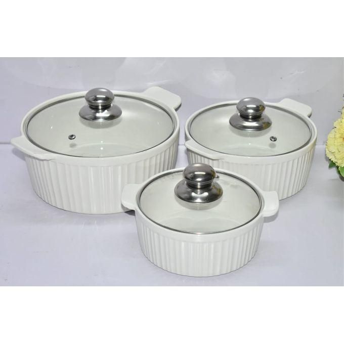 3 PCS Classy Ceramic Serving Bowls/casseroles 1L,2L,3L