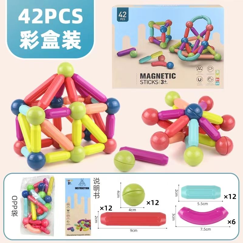 Magnetic Building Blocks Toy Children DIY Magnet Sticks Balls Construction Set Games Montessori Educational Toys For Kids Gifts Stacking Blocks