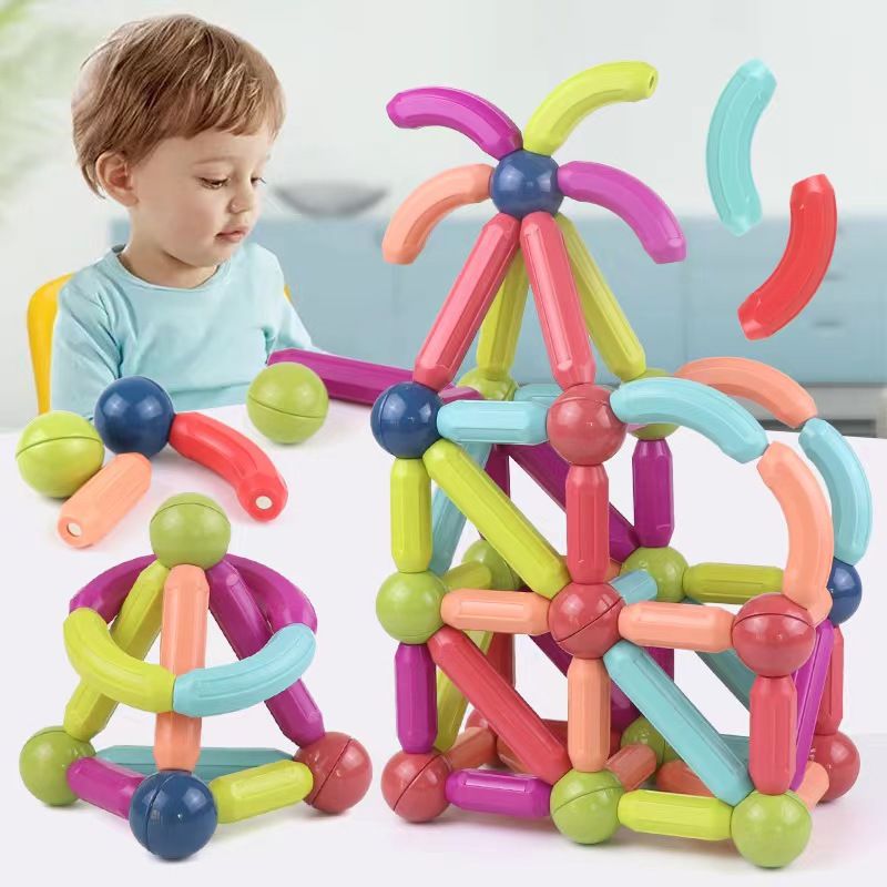 Magnetic Building Blocks Toy Children DIY Magnet Sticks Balls Construction Set Games Montessori Educational Toys For Kids Gifts Stacking Blocks