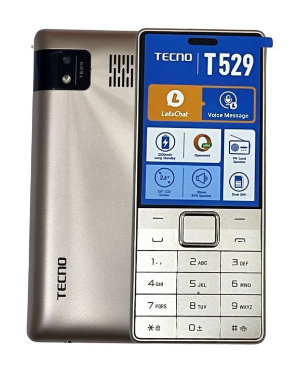 (ON OFFER) TECNO T529 KABAMBE/KATULULU/MULIKA MWIZI FEATURE PHONE 2.8" DUAL SIM CARD SLOT FM RADIO BLUETOOTH TORCH MEMORY CARD SLOT 16MB ROM+8MB RAM STRONG BATTERY MOBILE PHONE WITH ONE YEAR WARRANTY