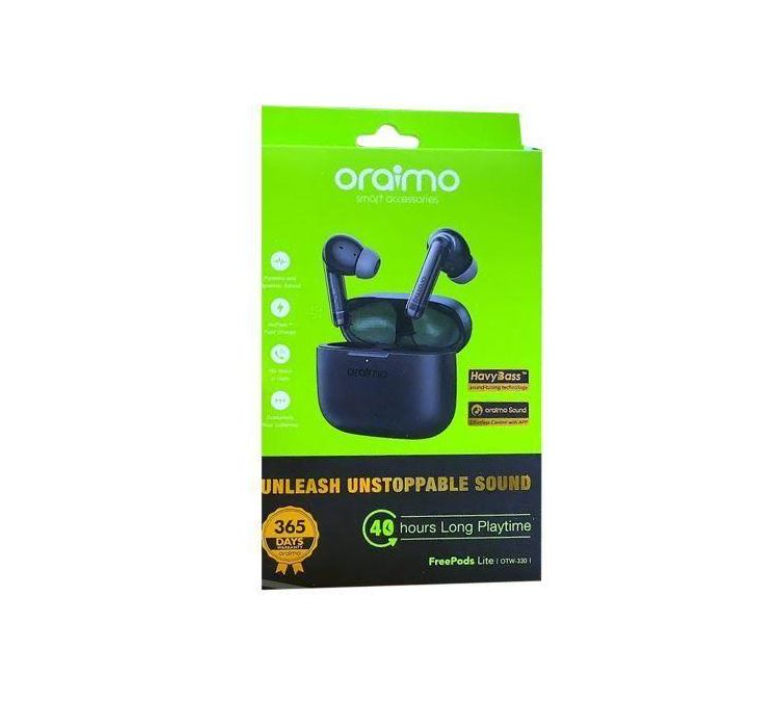 ORIGINAL ORAIMO FREE PODS LITE WIRELESS EARBUDS OTW-330 EARBUDS WITH APP CONTROL 40 HOURS PLAYTIME FAST CHARGE HAVY BASS ORAIMO AIR PODS ON OFFER