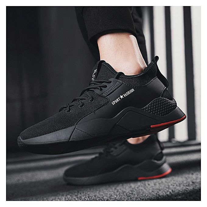 Men's casual PU artificial leather shoes Boys white sports shoes fashion running shoes driving shoes students single shoes athletic skateboarding shoes sneakers -Black