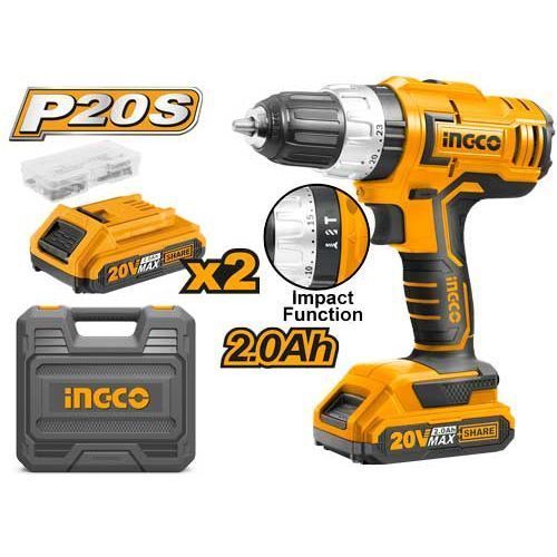 Ingco Cordless Impact / Hammer Drill / Lithium - Ion 2.0A With Spare Battery
